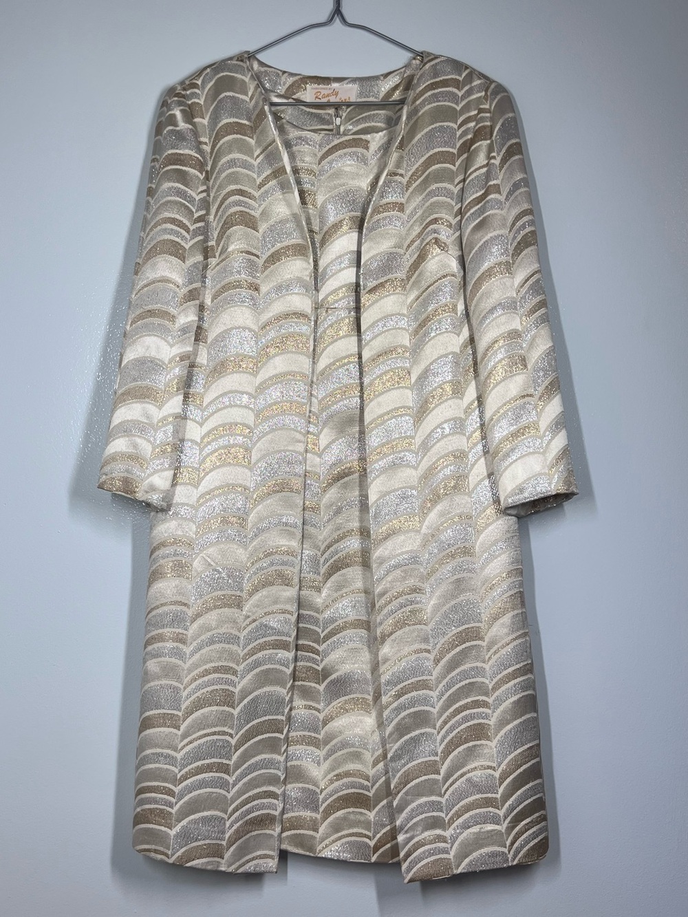 Vintage Brocade 1960s Jackie O Style Dress and Coat Ensemble Wedding Outfit
